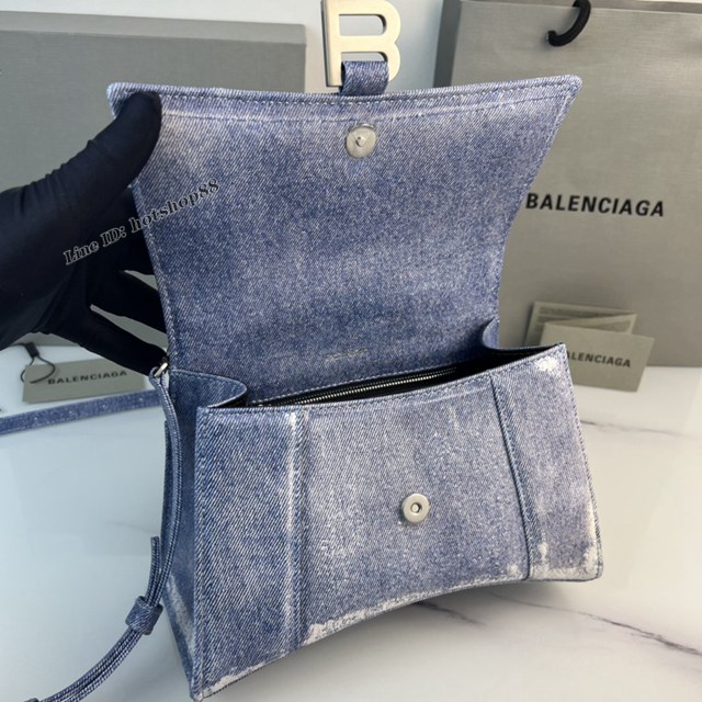 Balenciaga專櫃爆款手提肩背女包沙漏包 巴黎世家Hourglass牛皮牛仔印花沙漏包 fyj1112